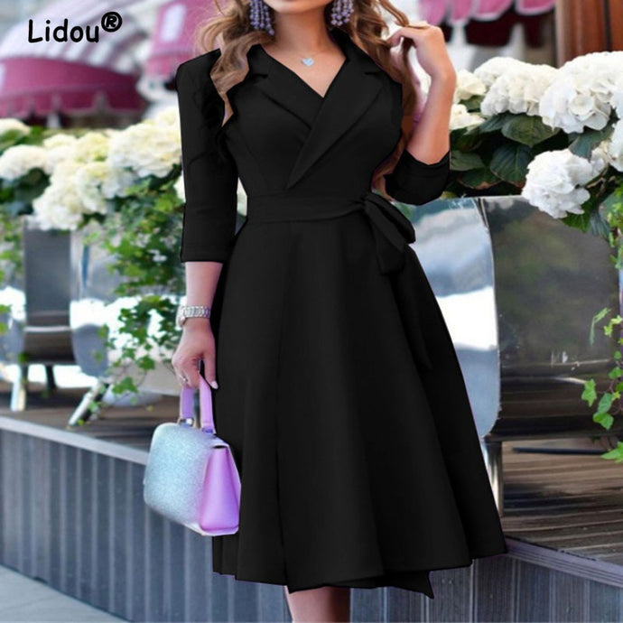 High-End Half Sleeve Lacing Dress